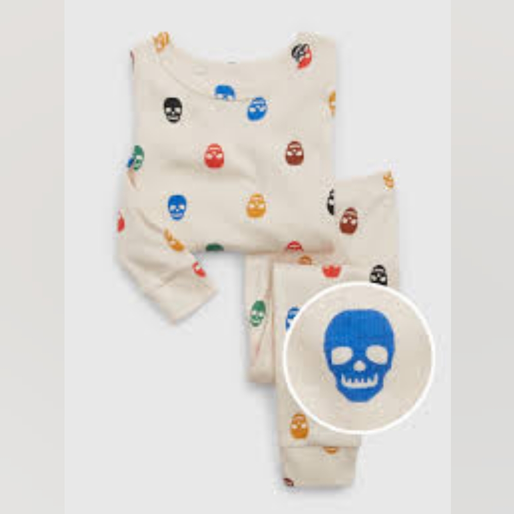 NWT 3T babyGap Organic Cotton 💀 Skull PJ Set Multicolor GAP Spooky Halloween